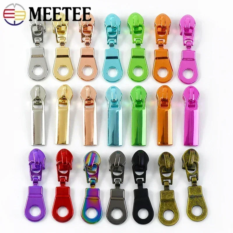 5-50Pcs Meetee 5# Zipper Slider for Nylon Zip Tapes Bag Cloth Zippers Puller Jacket Decoration Colored Zips Lock Head Repair Kit