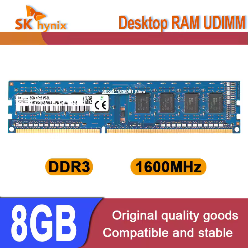 SK Hynix DDR3 8GB 1600MHz RAM PC3L 2Rx8 12800U Desktopspeicher UDIMM