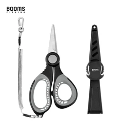 Booms Fishing S06 Braid Line Scissors Stainless Steel Anti-Slip Handle with Sheath Sharp Wire Cutter Sea Fishing Pliers Tools