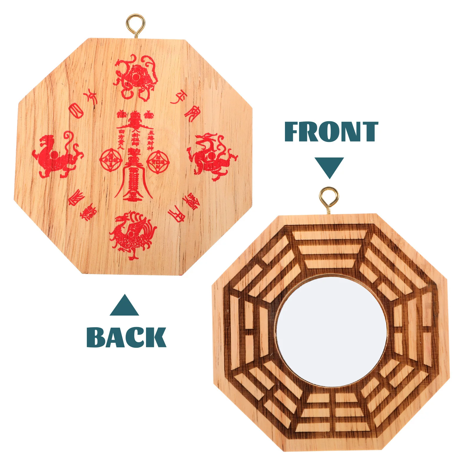 

Wooden Bagua Mirror Convex Feng Shui Decor Hanging Ornament For Home Door Wall Evil Spirit Exorcism Auspicious Pendant Chinese