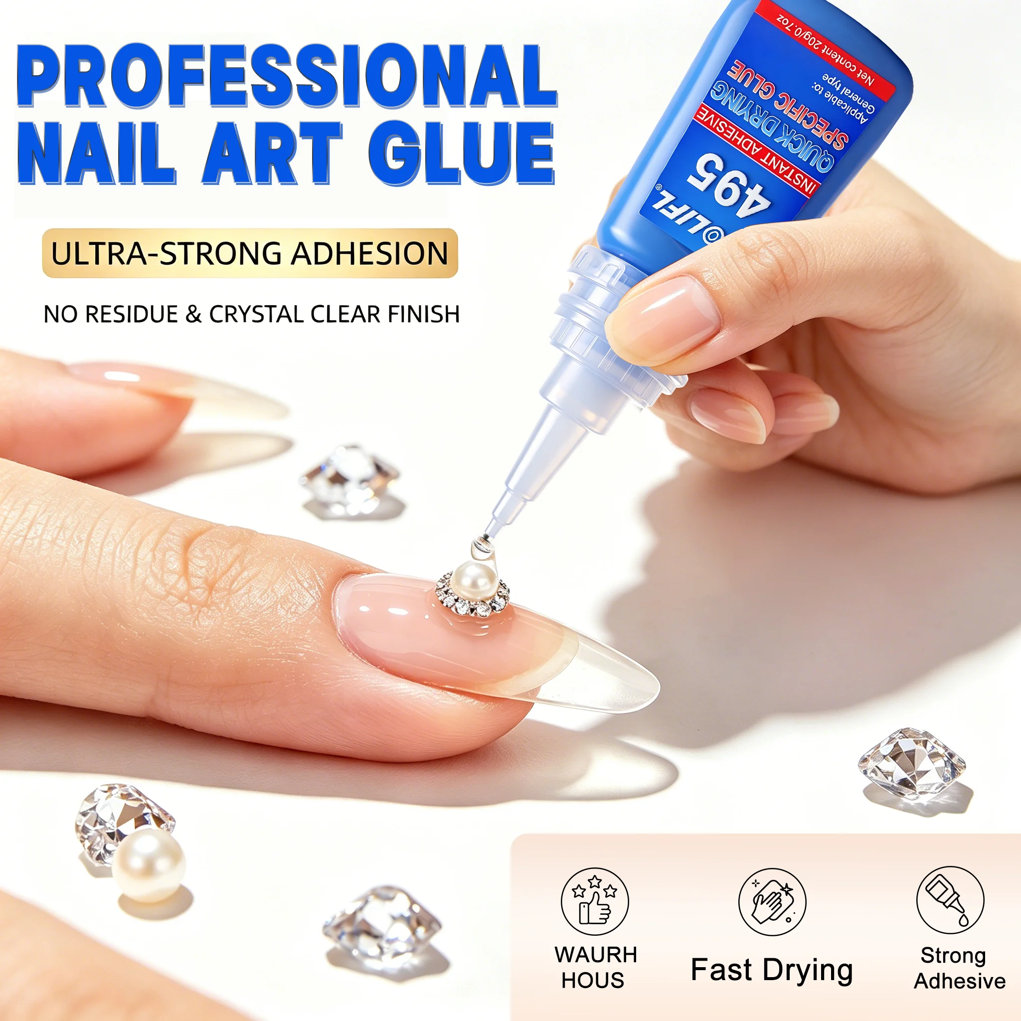 LOOLIFL Superstarker Nagelkleber für künstliche Nägel, weiche Nagelspitzen, schnell trocknend, geeignet für Anfänger in der Nagelkunst, langanhaltender Kleber – Detail 2