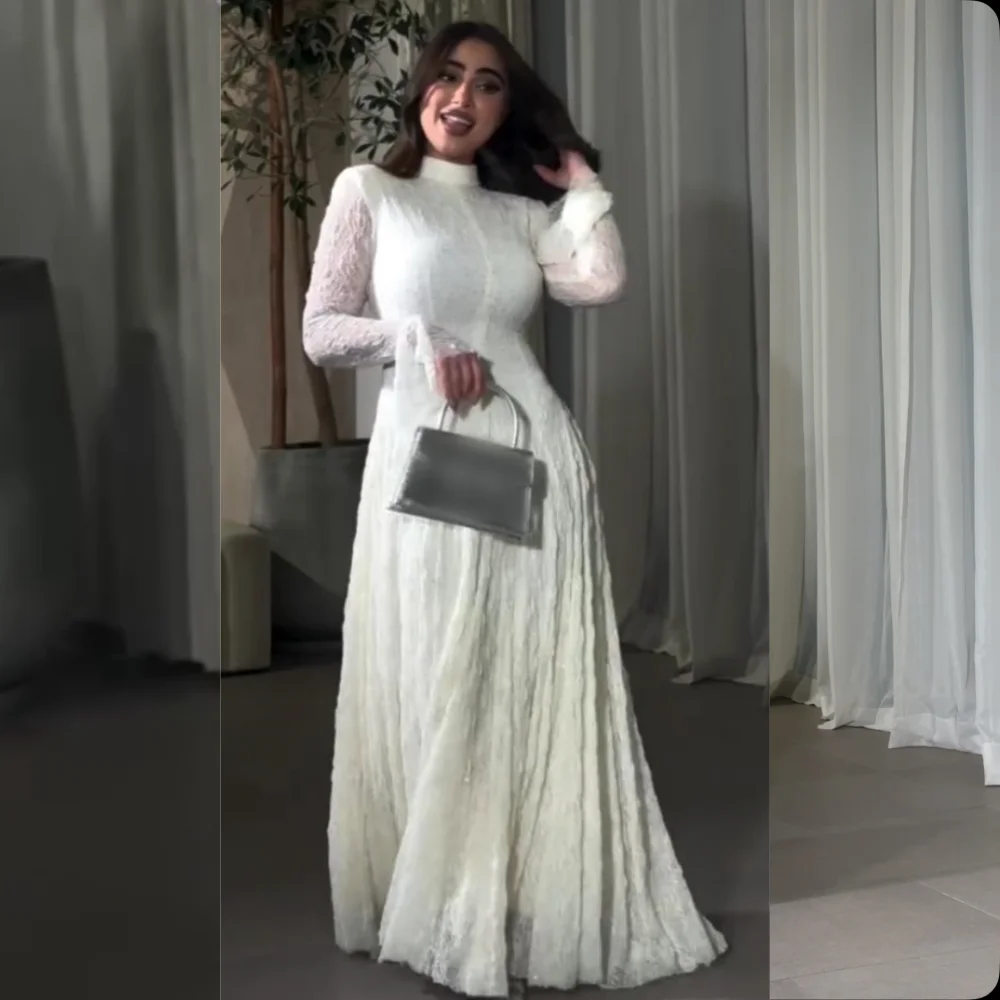 

Customized Chiffon Pleat High Collar A-line Long Dresses Bespoke Occasion Classic Exquisite Sizes Available Party
