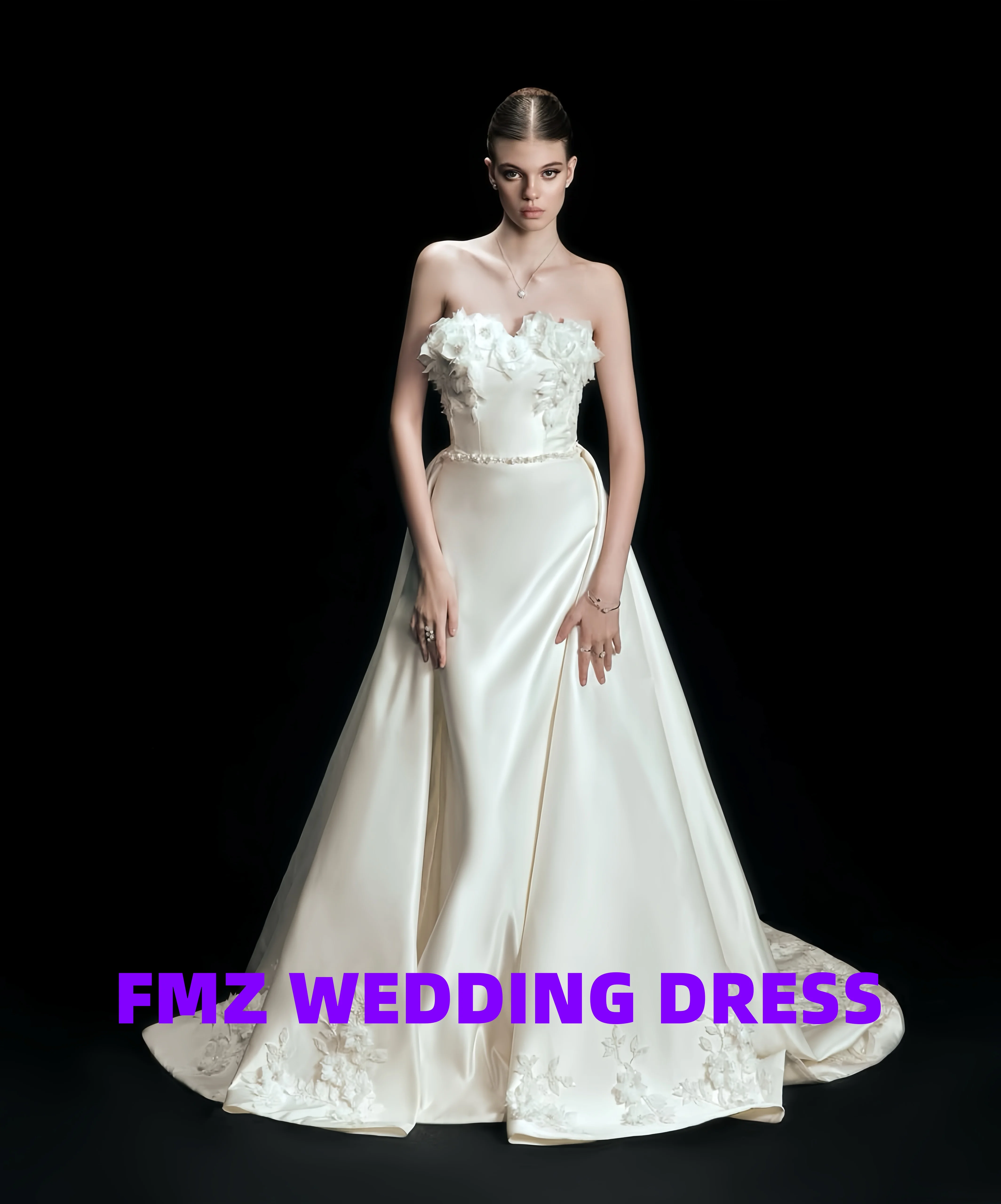 

Сексуальное свадебное платье по индивидуальному заказу, атласное атласное свадебное платье русалки без бретелек и без рукавов со съемным хвостом для женщин, платья de n