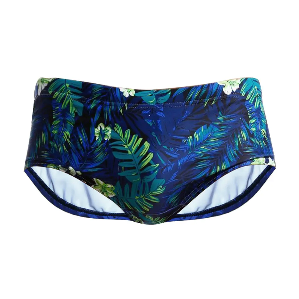 

Nordic men's green leaf fashion with cup boxer swimming trunks summer trend beach boxers UXH610