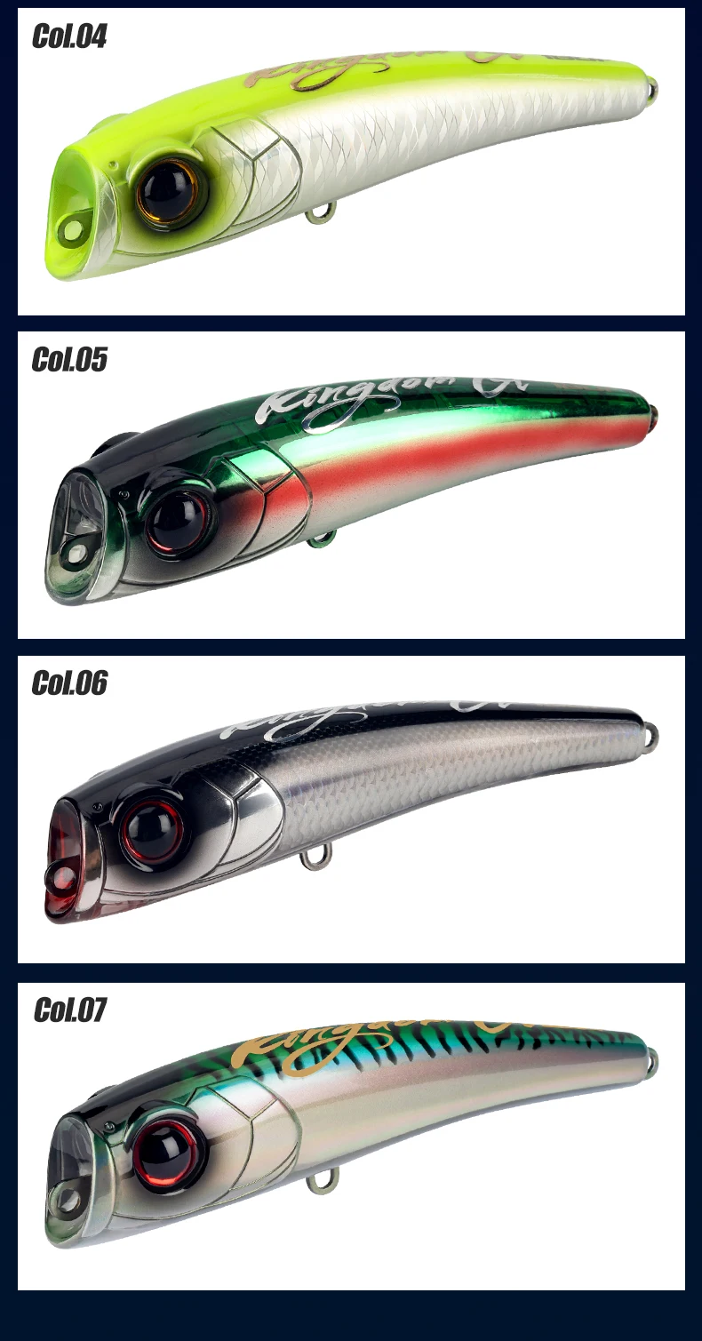 Kingdom Topwater Popper Angelköder 27g 43,5g 55g 78g Salzwasser-Kunstköder Harte Wobbler für Thunfisch GT Angelköder – Detail 12