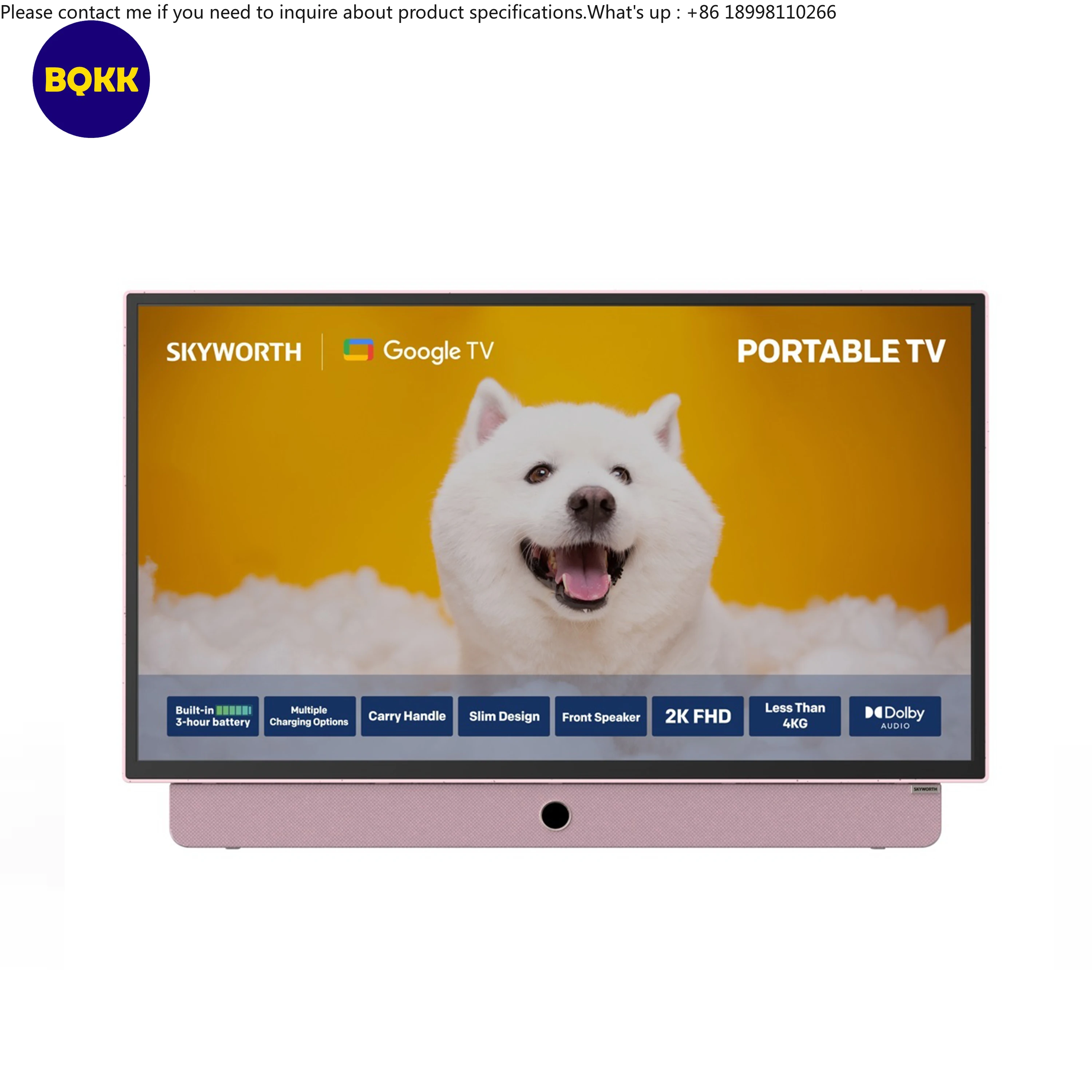 24 Inch Smart Screen Google Rechargeable Battery Powered Outdoor TV 1080P FHD Monitor with Speaker Hand-held Portable Goo gle TV