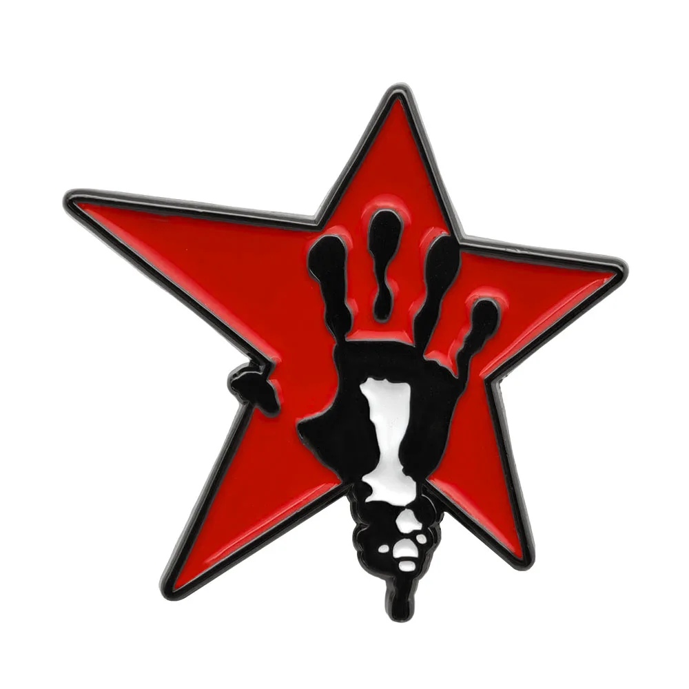 Mano Negra Band Enamel Pin Red Star Black Handprint Metal Badge Alternative Rock Music Brooch Punk Coat Lapel Pin Accessory Gift