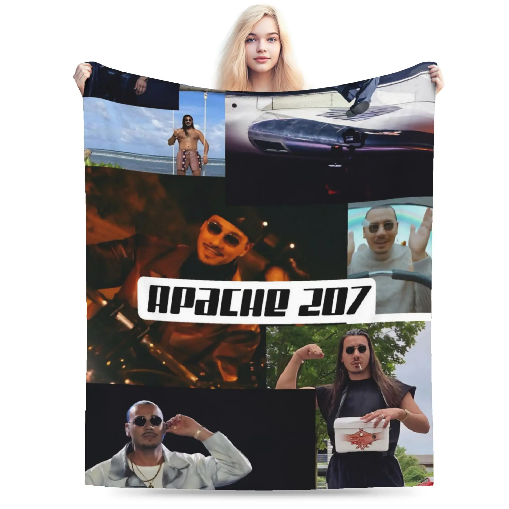 Apache207 Rapper Printed Blanket For Men Women Cozy Soft  Throw Blankets for Sofa 50x60 Inches Multiple Sizes