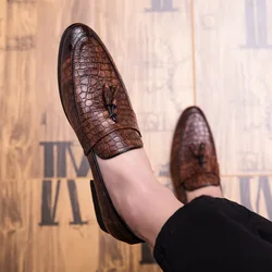 New luxury brand fashion Men tassel loafers shoes leather italian formal dress office footwear oxford shoes for men ert5