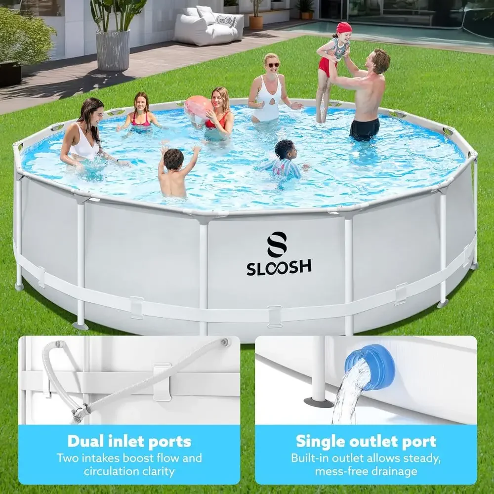 

15ft x 42in Round Above Ground Pool Set with Filter Pump and Ladder for Kids and Adults