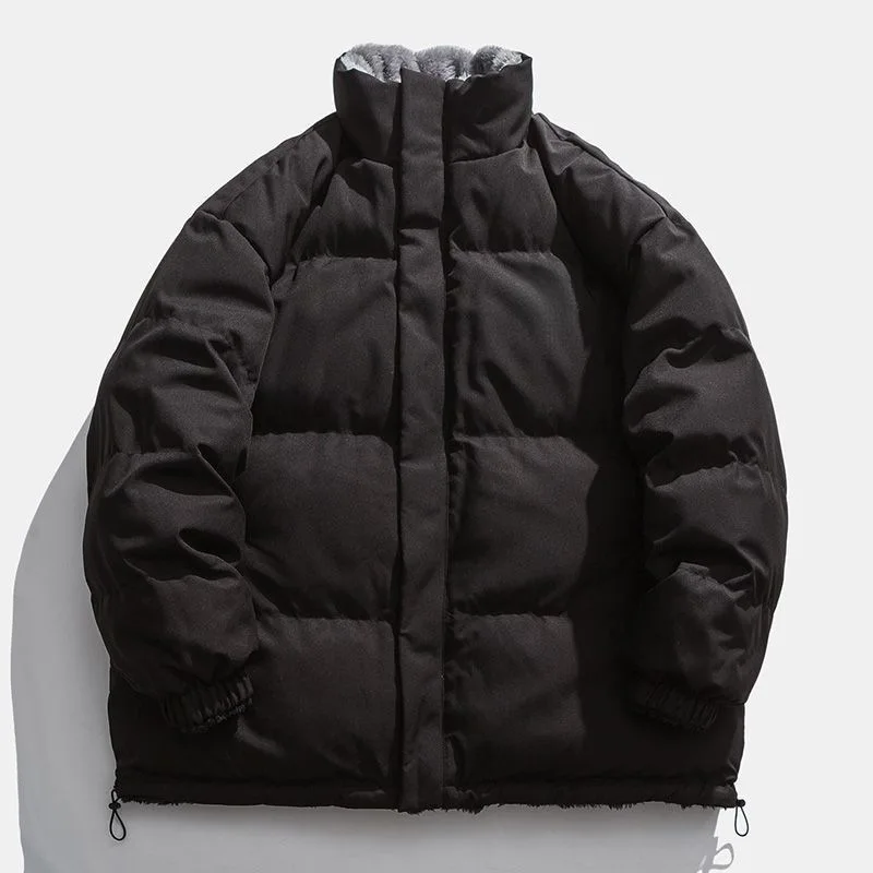 

Man Plush Jacket Winter New Thicken Cold-proof Long Sleeve Male Down Coat Stand Collar Zipper Loose Comfortable Men Outerwear