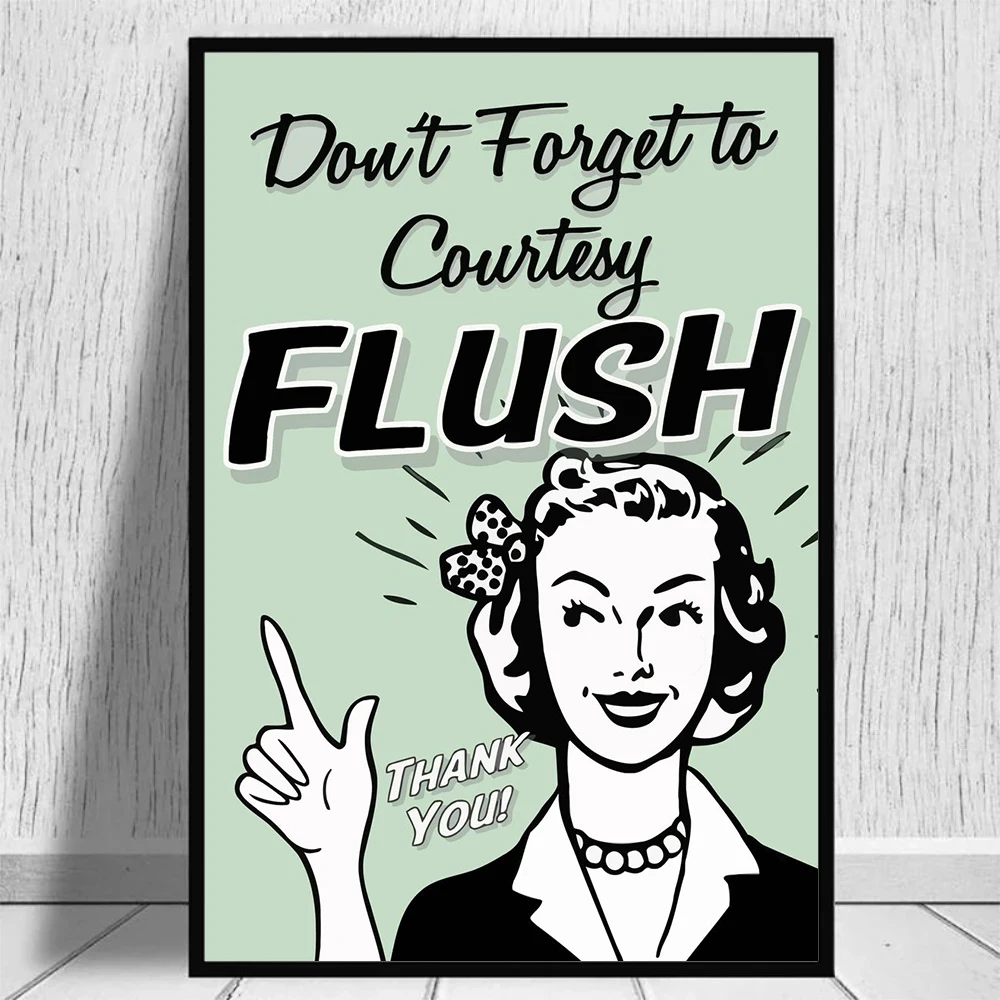 Bathroom Toilet Funny Quotes Cartoon Print Poster Roll Paper Toilet Joke Hint Text Wall Art Canvas Painting Home Bathroom Decor