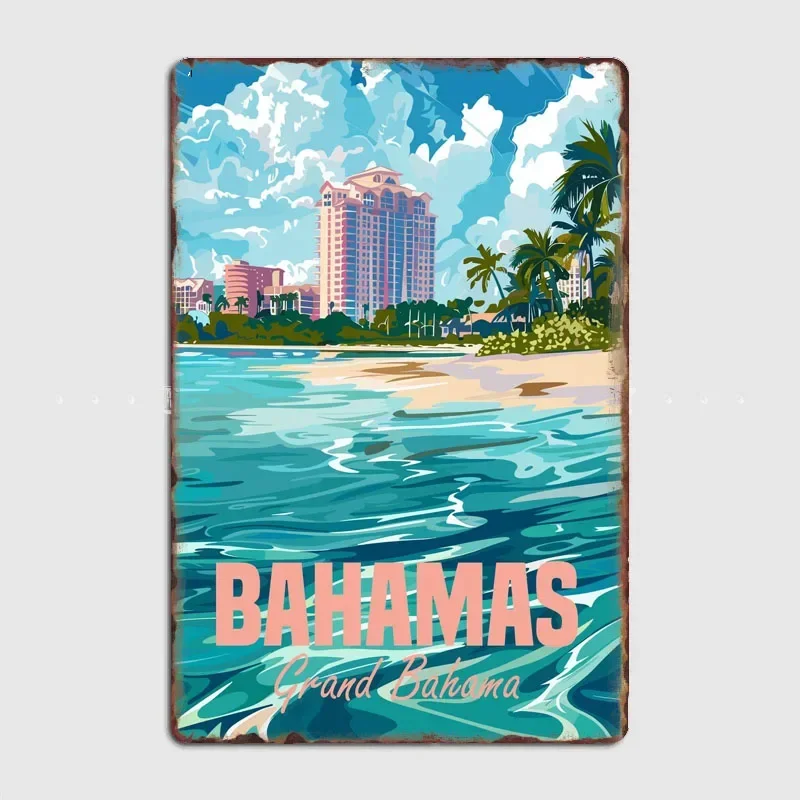 Grand Bahama Bahamas Island Travel Scenic Spots Poster Metal Sign Custom Retro Kitchen Tin Wall Room Decoration Home Decor