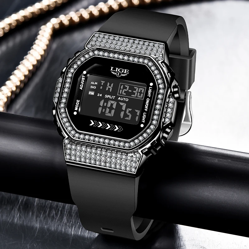 LIGE Orologio da uomo digitale da esterno in silicone semplice casual sportivo impermeabile allarme luminoso data automatica orologi elettronici per regali da uomo