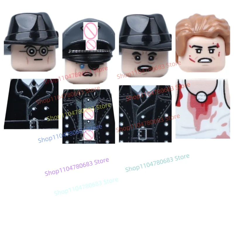 

New MOC Military Building Blocks Minifigure One-eyed Officer Interrogating Soldiers Toy Ornament Holiday Gift