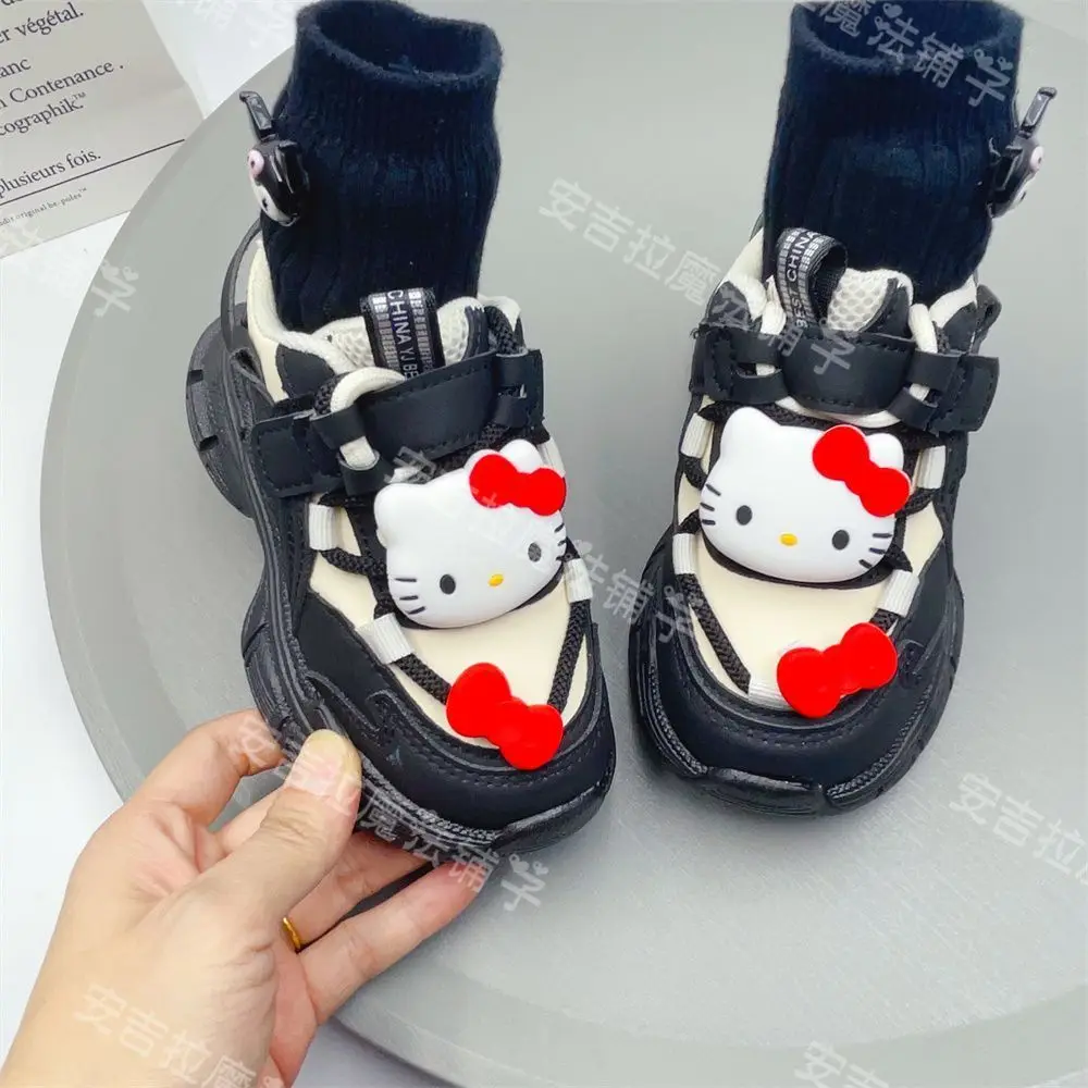 2024 new Spring Autumn New Girls\' Sports Cartoon hello kitty Cat Children\'s Running Versatile Casual children kids shoes