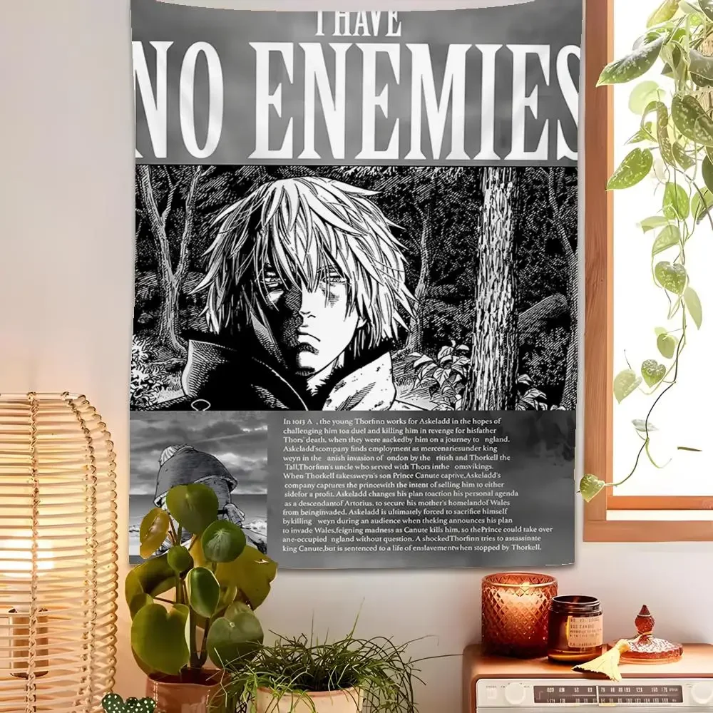 Anime V-Vinland S-Saga Tapestry Custom Home Living Room Bedroom Wall Decor Wallpaper Backdrop Cloth With Clips