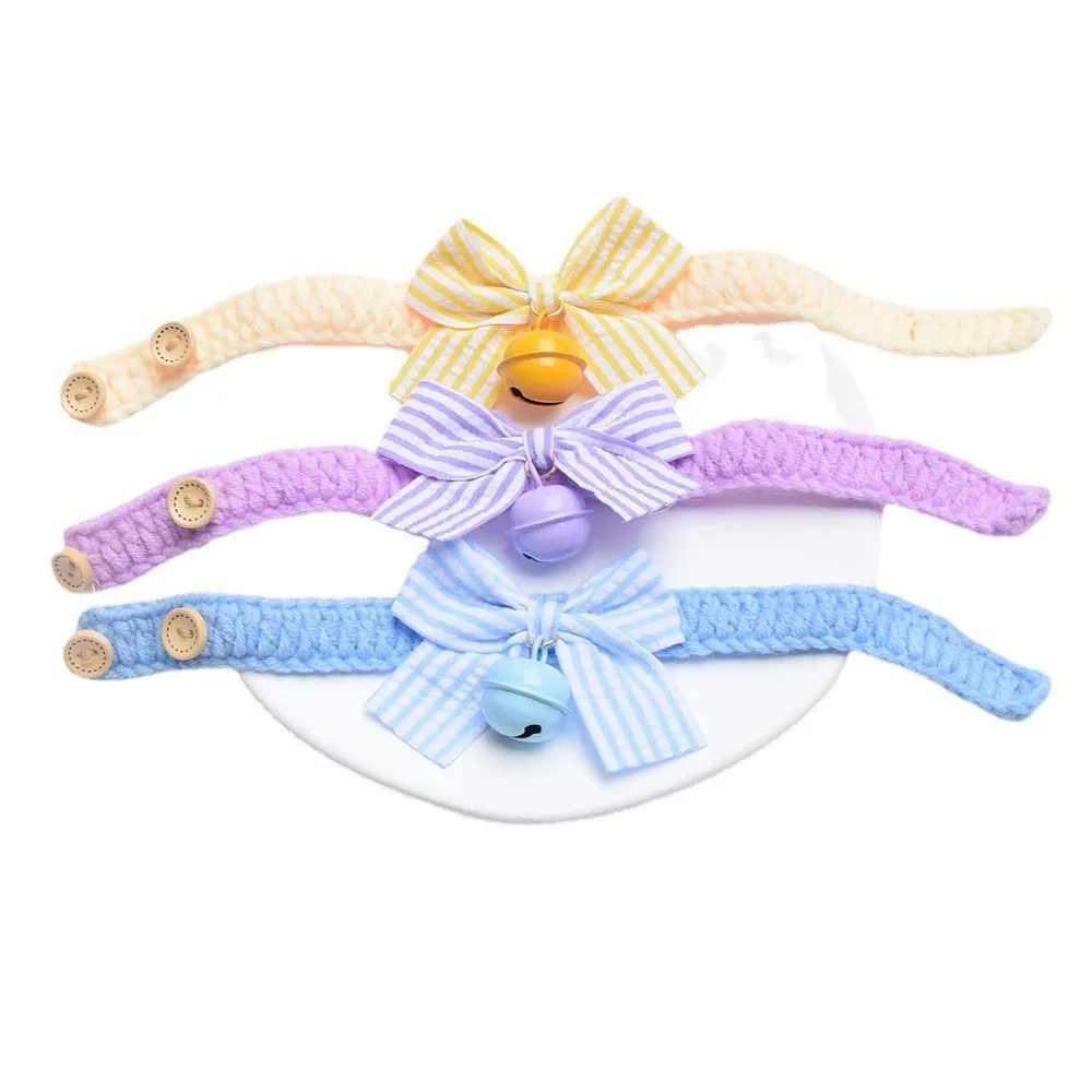 1PCS Hand-Knitted Faux Woolen Pet Color Small Flower Crochet Collar Cat Bib Dog Rabbit saliva towel