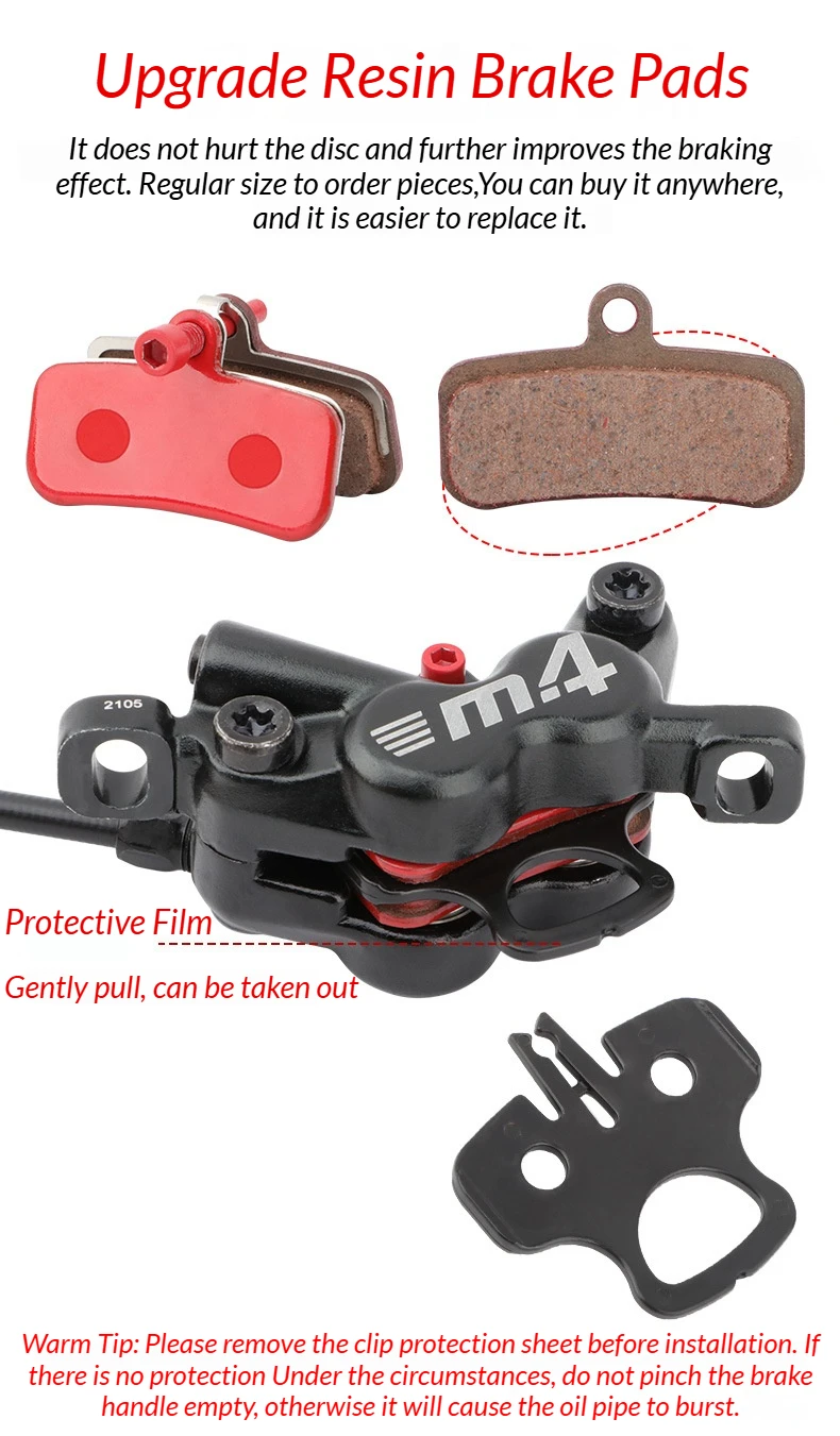 MEROCA M4 4-Kolben Hydraulisches Scheibenbremsen-Set Mountainbike Vorne 800/Hinten 1400mm 160mm Rotor MTB Fahrrad-Bremszange – Detail 20