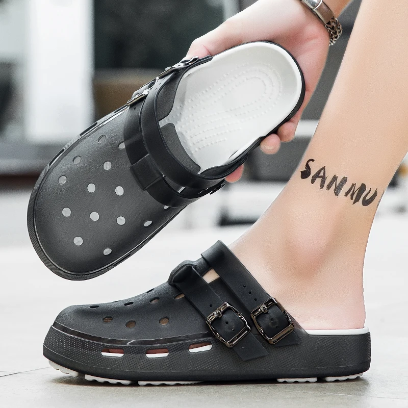 

Летняя обувь, пляжные водные сандалии, новинка 2023 года, роскошные дышащие повседневные спортивные мужские сабо с мягкой подошвой, мужские тапочки