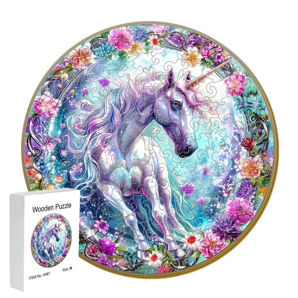 

Wooden jigsaw puzzle Rainbow Horse Gift box Exquisite gift Irregular animal shape jigsaw puzzle Adult personalized senior unique