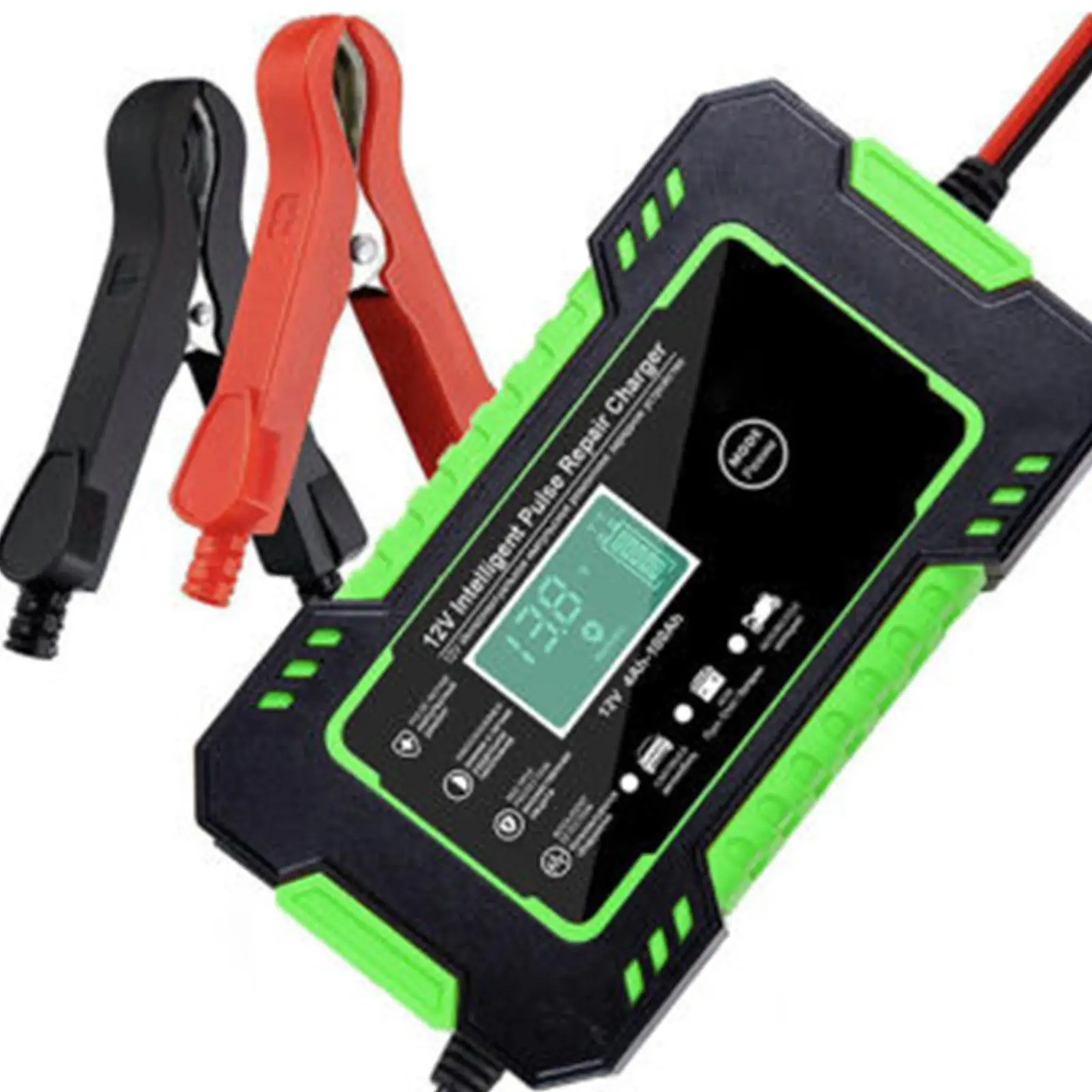 Cargador de batería de coche de 12V completamente automático 12V 6A cargador de pulso de batería de automóvil Digital cargador de batería reparación de automóviles U4G9