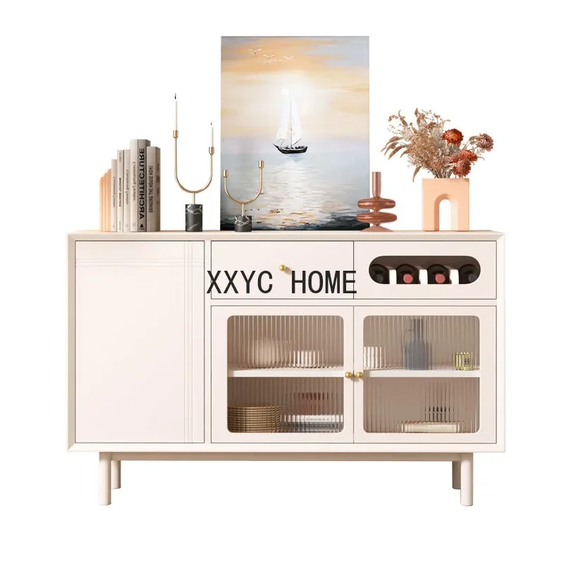 

Solid Wood Stone Plate Sideboard Living Room Storage Organizer Wine Cabinet Sliding Door Italian Entrance Cabinet