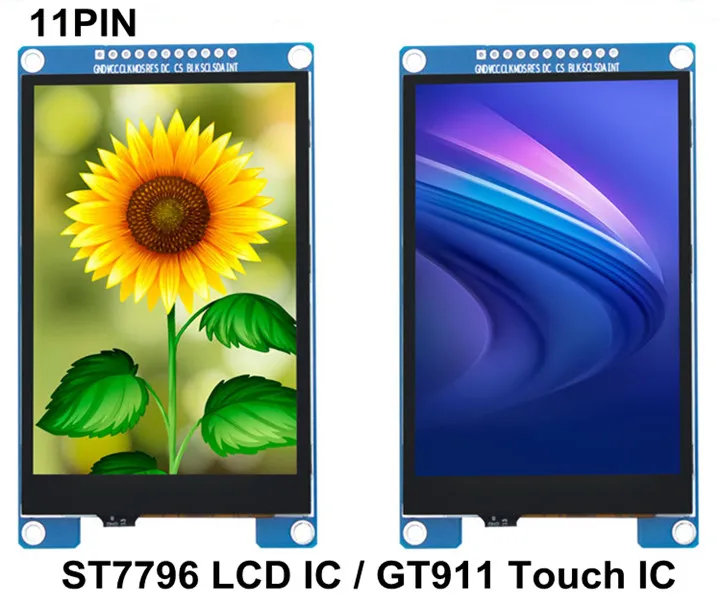 3.5 inch 11PIN/20PIN/28PIN TFT LCD Capacitive Touch Screen with PCB Board ST7796 IC IIC GT911 320(RGB)*480 SPI/8/16Bit Parallel