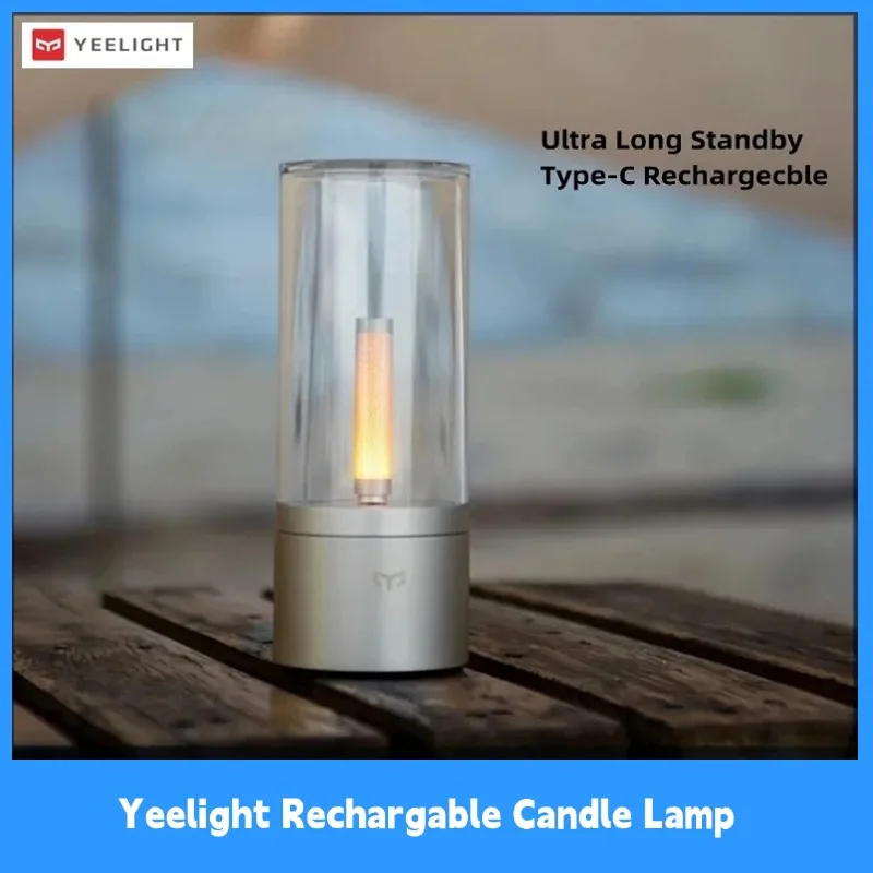 Yeelight Rechargable Candle Lamp Yellow LED Night Light Atmosphere Light Stepless Dimming Nightstand Lamp for Bedroom