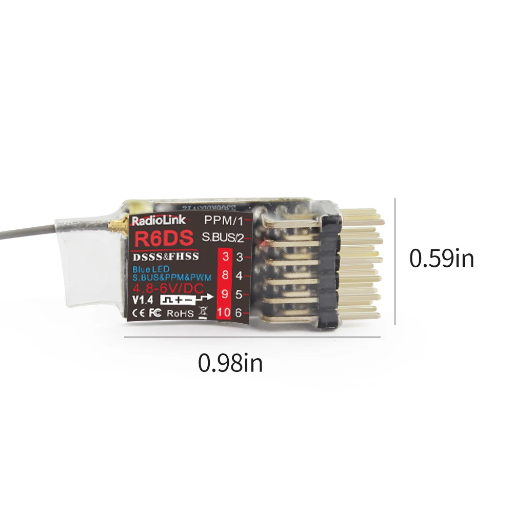 Radiolink R6DS 2.4G 6/10 Channels RC Transmitter Receiver SBUS/PWM/PPM for Racing Drones Quad Airplane