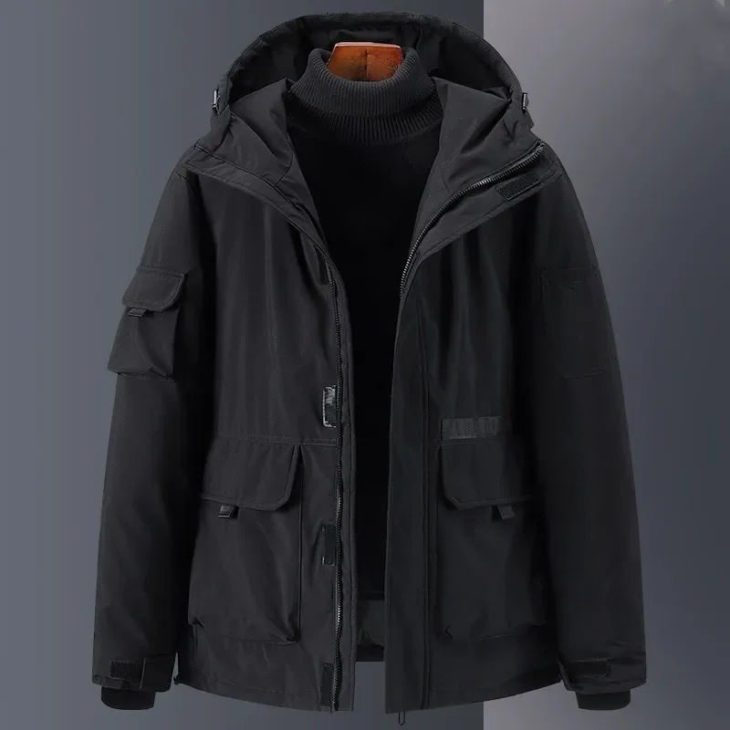 New Winter Men Hooded Puffer Jackets Casual Parkas Thicker Warm Duck Down Coats Tooling Jackets Male Outdoor Windproof Jackets 3