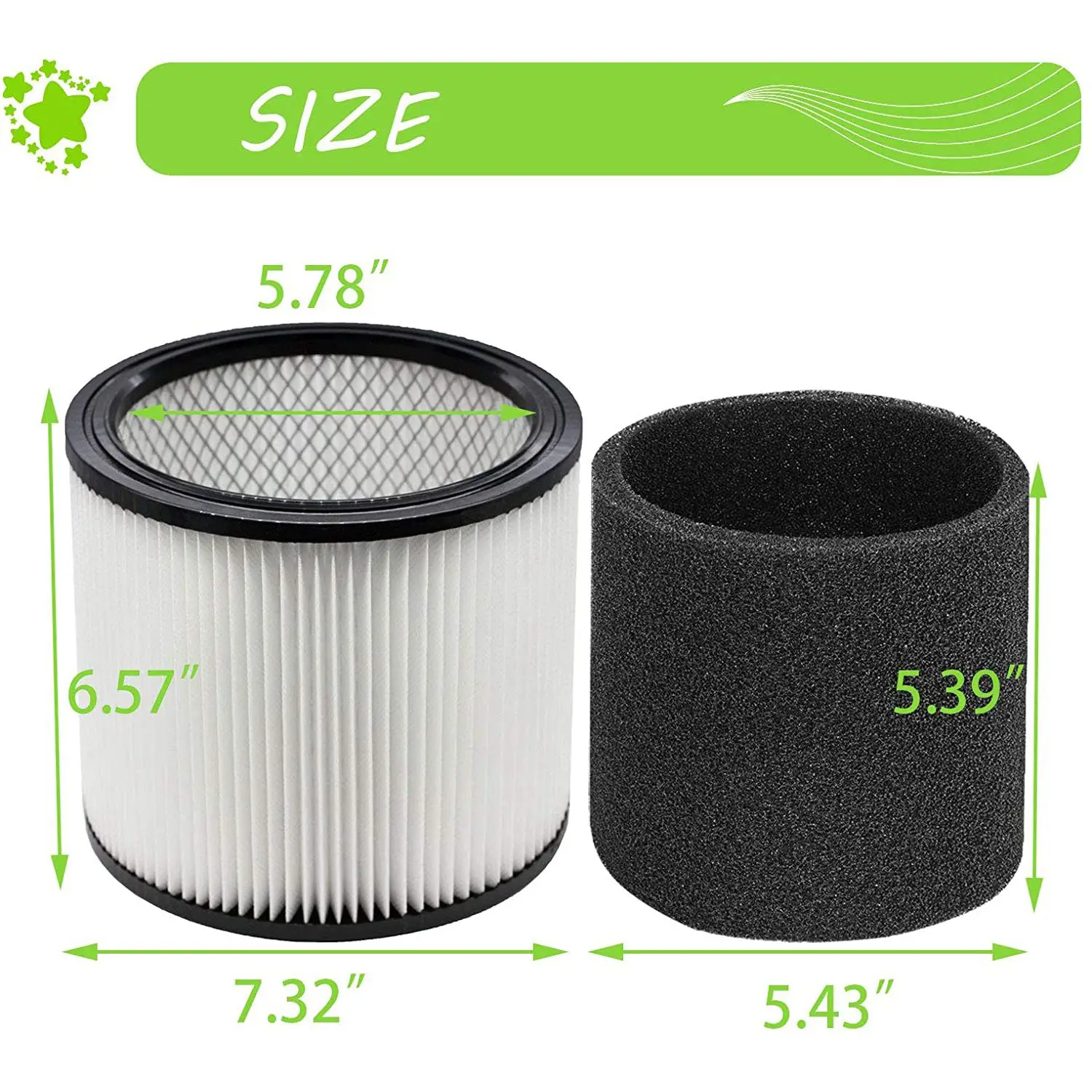 

ABRB-Сменный фильтр 90304 90350 90333, совместимый с пылесосами Shop-Vac емкостью 5 галлонов для влажной/сухой уборки, 1 фильтр + 2 пенопласта