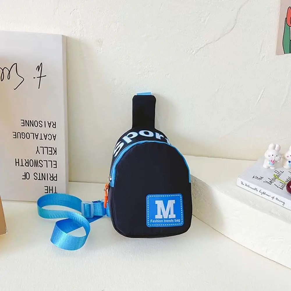 

Letter M Kids Chest Bag Nylon Korean Style Children Crossbody Bag Large Capacity Sports Bag Outdoor Travel Shoulder Bag Daily