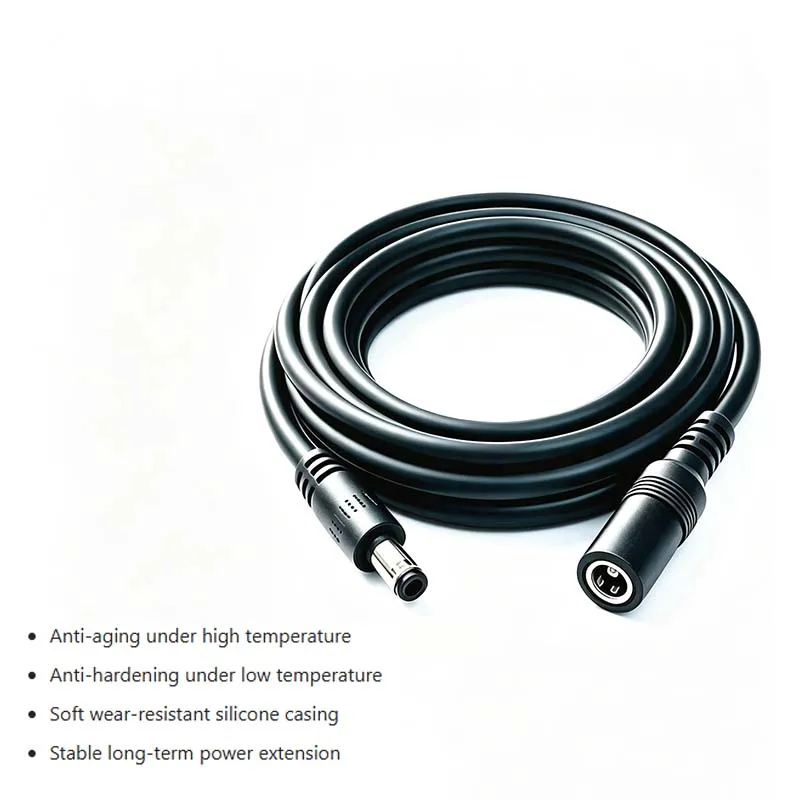 2PCS DC5.5*2.1 Silicone Power Extension Cable Male to Female, High & Low Temperature Resistant DC5521 Power Cord