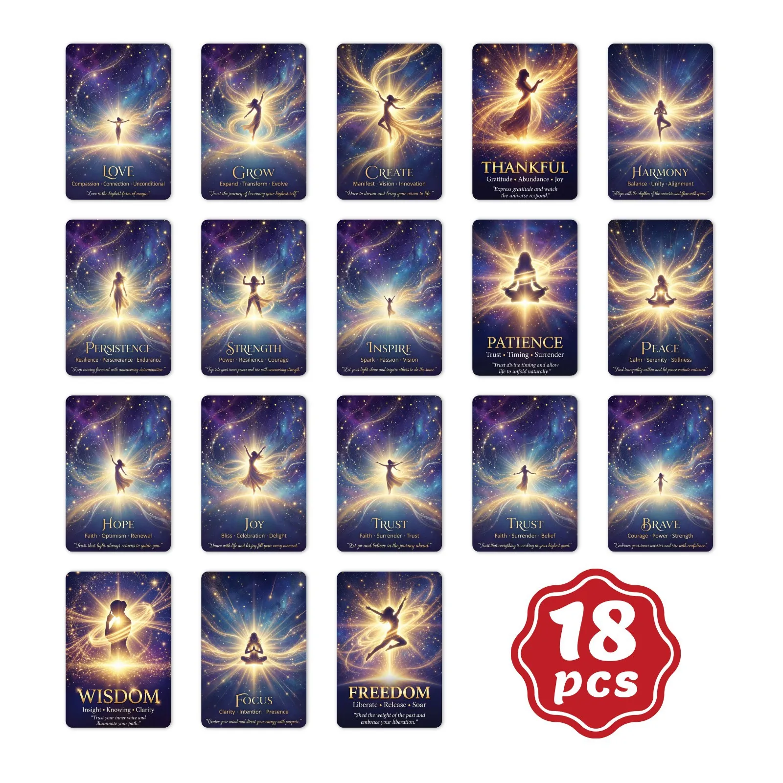 

Starry Sky Theme Meditation Interactive Cards Inspirational Quotes Art Wall Decor Postcard Writing Material 18 Piece Set