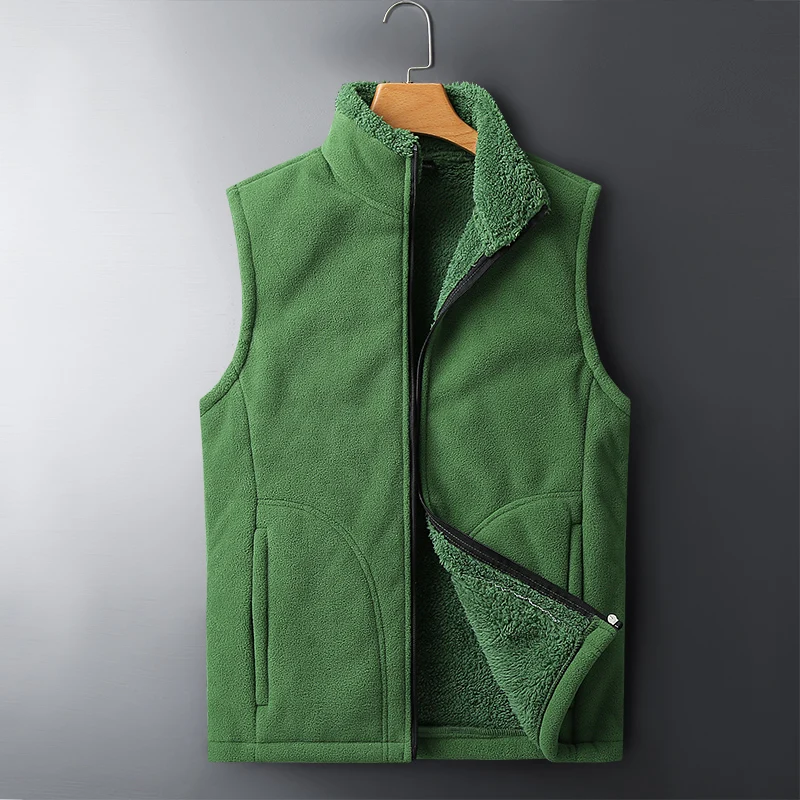 

Autumn and Winter 8XL Large Shake Fleece Vest New Middle aged and Elderly Warm Vest with Fleece, Trendy Lamb Fleece Vest Coat La