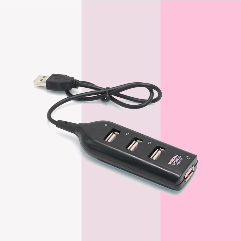 

4-Port USB 2.0 Hub for Laptop Computer High Speed Data Transfer Compatible with Windows Black Charging Adapter Splitter