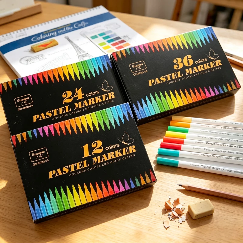 GN 12-36 Colors Pastel Acrylic Marker Pens, Highlighter Art Pens for Album Graffiti, Glass, Ceramic, Wood DIY Painting Crafts