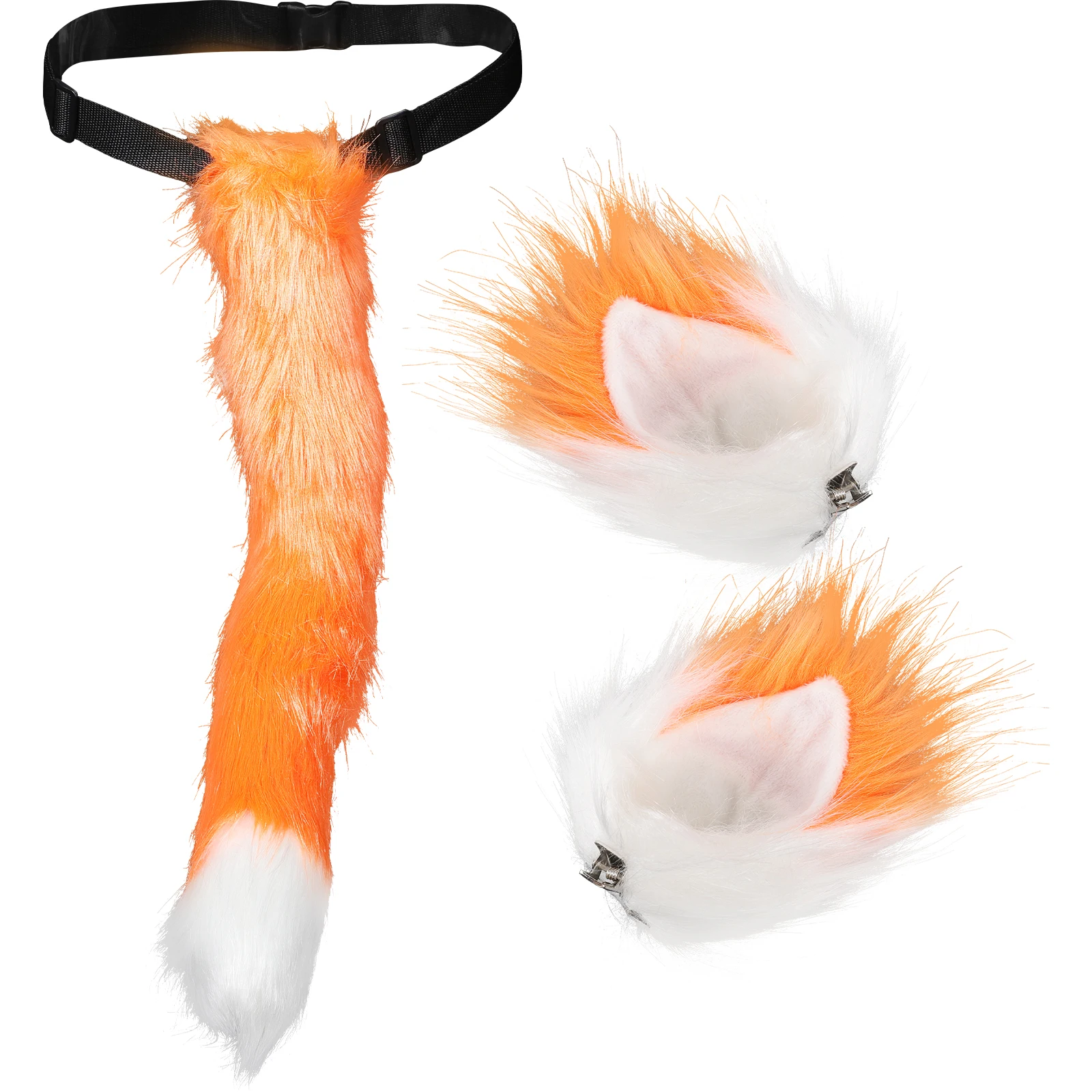 

Fox Tail Set Adjustable Cat Ears Headb White Color Cosplay Accessories for Halloween Tail Prop Props