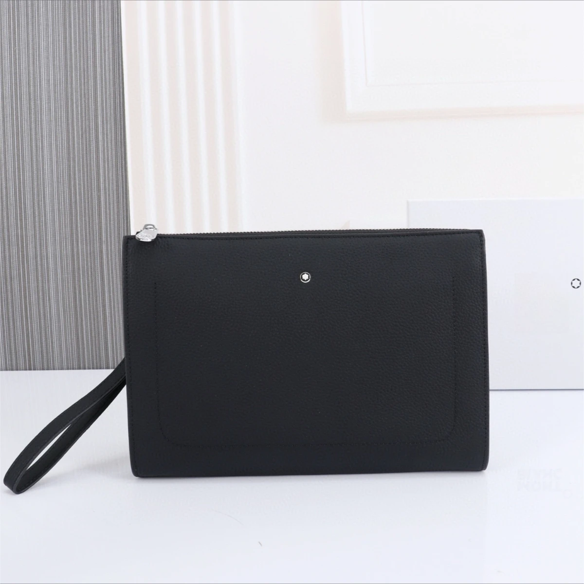 

Mens Leather Clutch Bag for Business Office, Fashionable Sleek Large Capacity Wristlet Envelope Wallet Top-Handle Bags