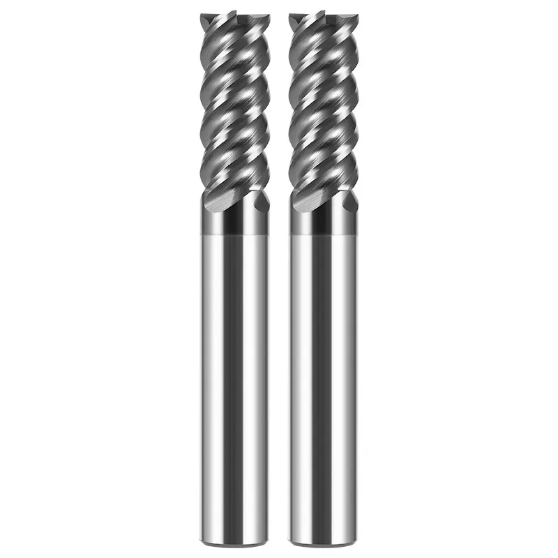 ROMTIC-Fraise à 4 cannelures en carbure d'acier au tungstène, revêtement de caractéristique noire, haute dureté, centre d'usinage CNC, outils de fraise en bout, HRC68