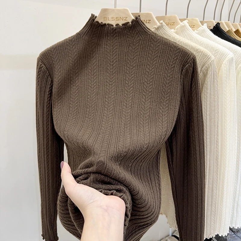 2025 Autumn Winter Base Layer Sweaters Fashion Turtleneck Sweaters Women Slim Long Sleeve Knitted Jumpers Soft Warm Femme Top