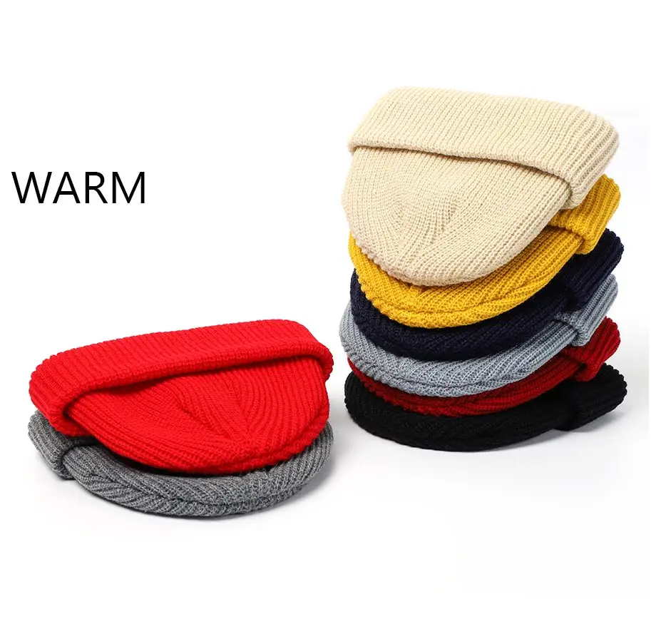 Short knitted skull cap styling