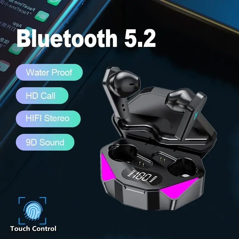 Игровые наушники TWS X15, беспроводные Bluetooth наушники с микрофоном, бас, аудио, позиционирование звука, 9D стерео музыка, Hi-Fi гарнитура