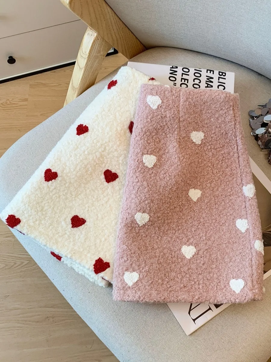 ホワイトラムファーポルカドットオルトスカート女性の秋冬新作Sle超美しいThienedラップアラウンドスカート韓国Sle