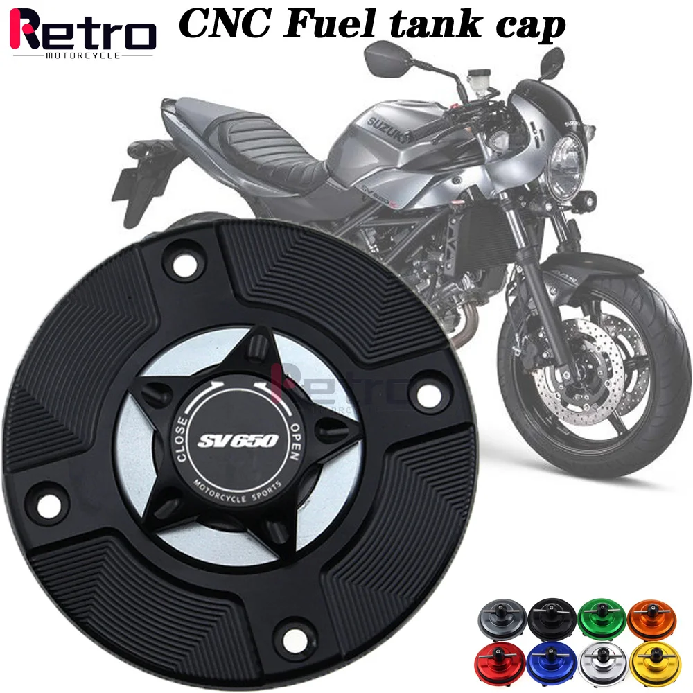 

108mm Aluminum Motorcycle Fuel Tank Gas Cap Cover Keyless for Suzuki SV650 SV 650 1999-2002 CNC Quick Release Cover