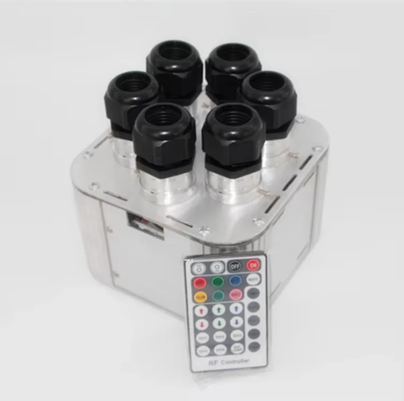 New Design 6-Port RGBW and Sparkling Fiber Star Ceiling Projector