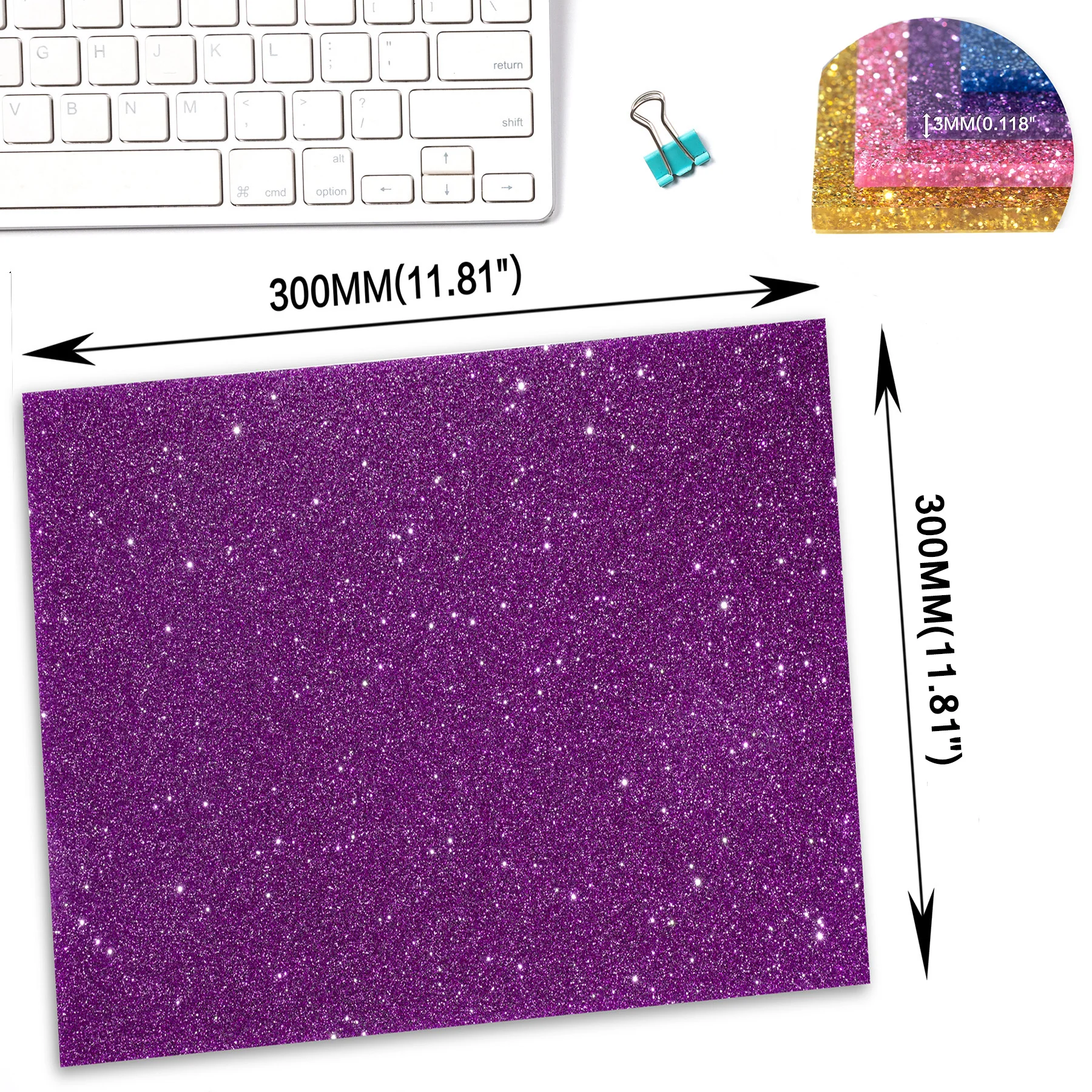 Single-sided Shiny Acrylic Sheet, PMMA 3.0 mm Thick, Various Colors Suitable for Decorative Objects, Crafts and Jewelry