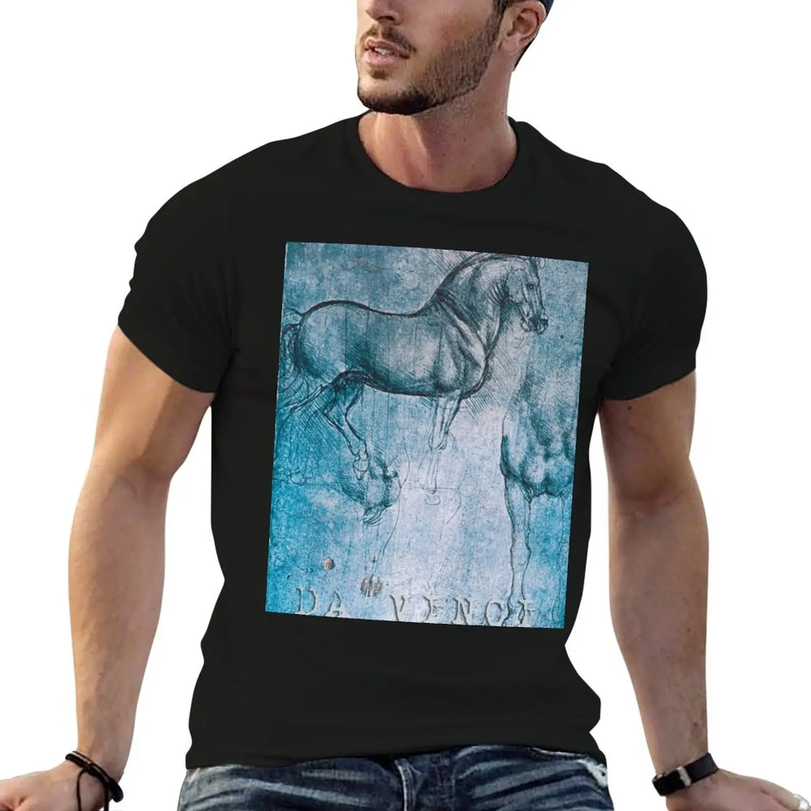 

Da Vinci Horse T-Shirt t shirt man plain man t shirts cotton T-Shirt
