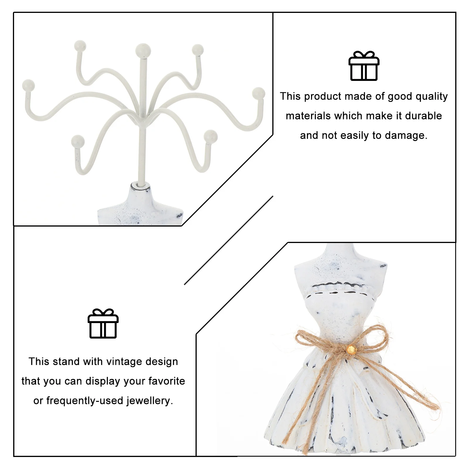 

1Pcs Exquisite Jewelry Organizer Necklace Earring Holder Vintage Style Storage Display Rack Birthday Anniversary Valentine Gift